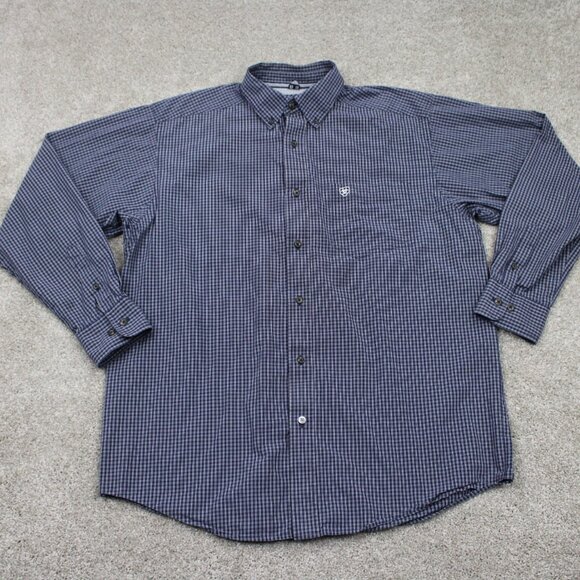Ariat Pro Series Shirt Mens Large Blue Cotton/Polyester Blend L/S Button Down - Picture 1 of 13